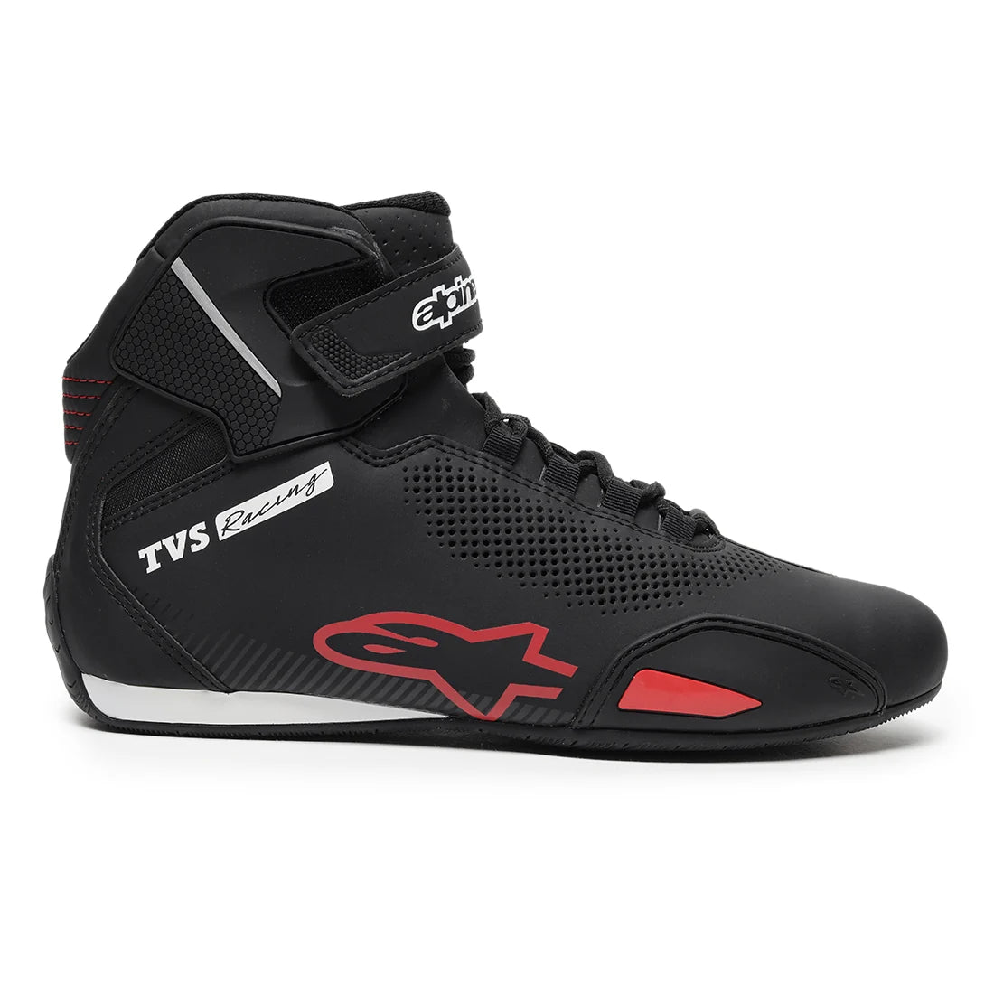 TVS Racing x Alpinestars Red Motorcycle Riding Shoes Side View