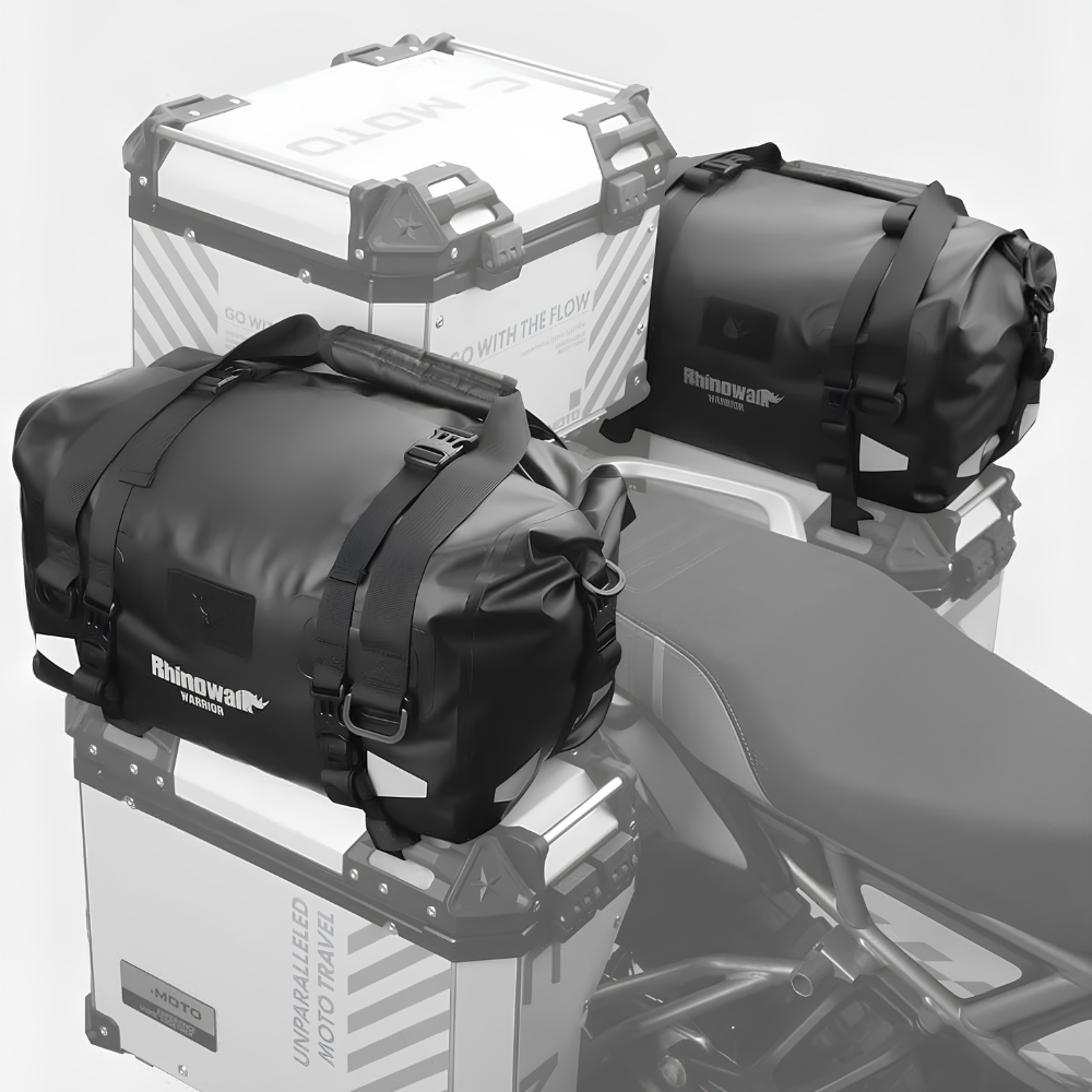 Rhinowalk Warrior Series Waterproof Duffel Bag 20L Black Bags with Roll Top Closures and Buckle Straps Mounted on Aluminum Motorcycle Panniers | 6KIOM