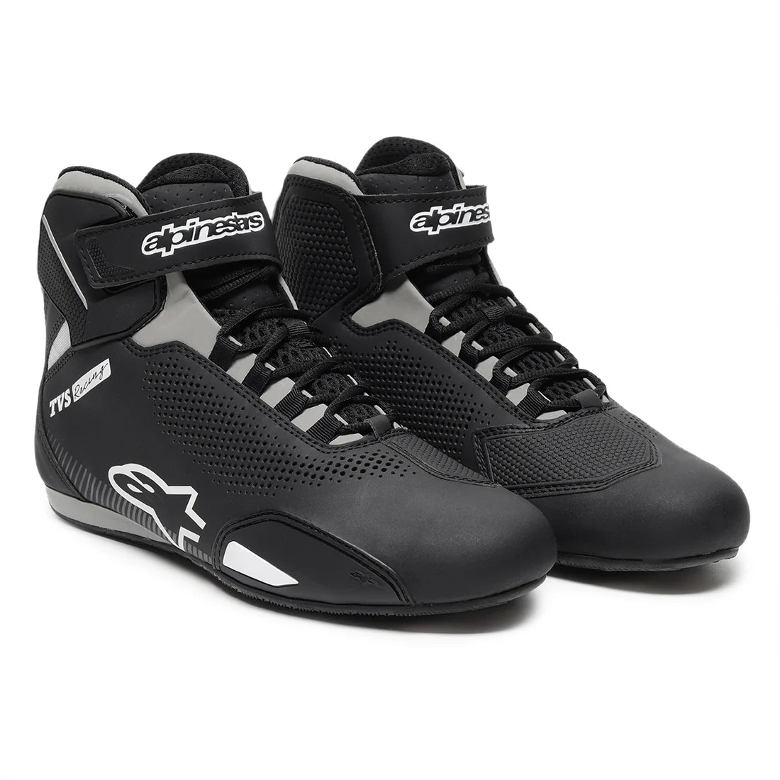TVS Racing x Alpinestars Riding Shoes for Men Black Front View