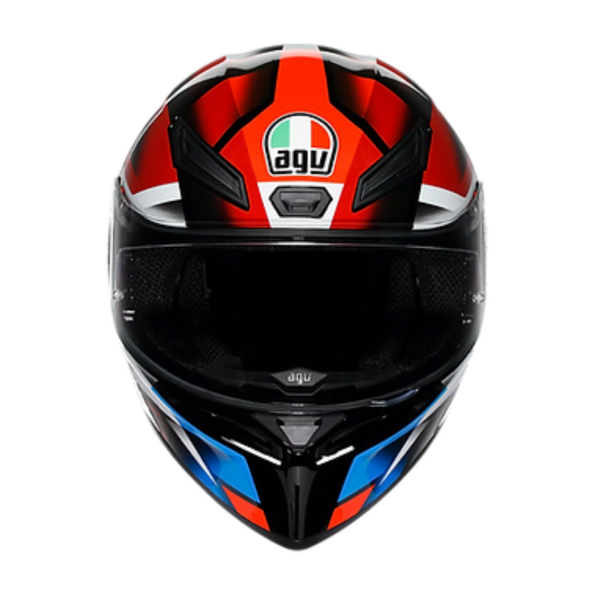 Motorcycle helmet with AGV logo on a white background