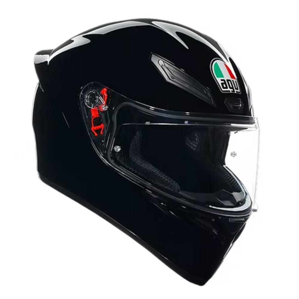 AGV K1 S Black Helmet front view with aerodynamic shell | 6KIOM