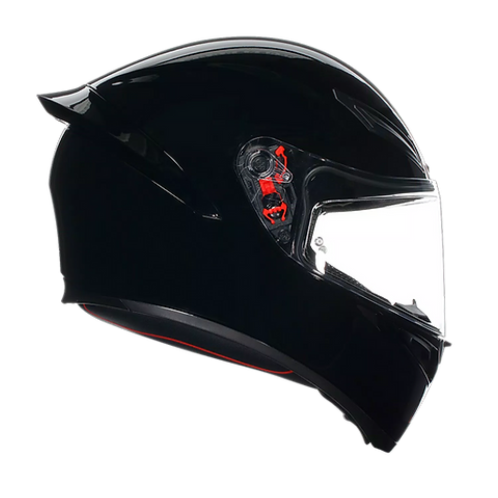 AGV K1 S Black Helmet chin strap detail with Double-D retention system | 6KIOM