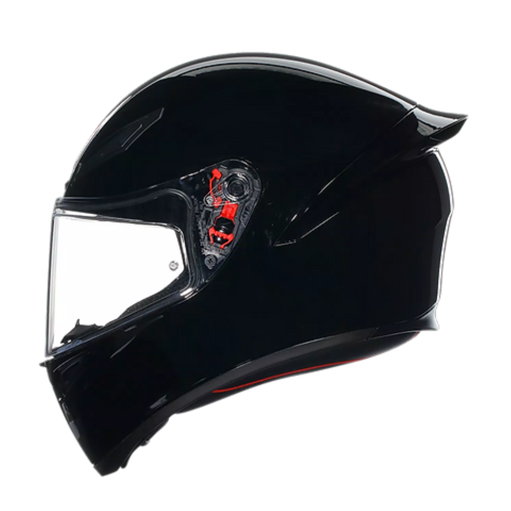AGV K1 S Black Helmet side view with integrated Aero Spoiler | 6KIOM