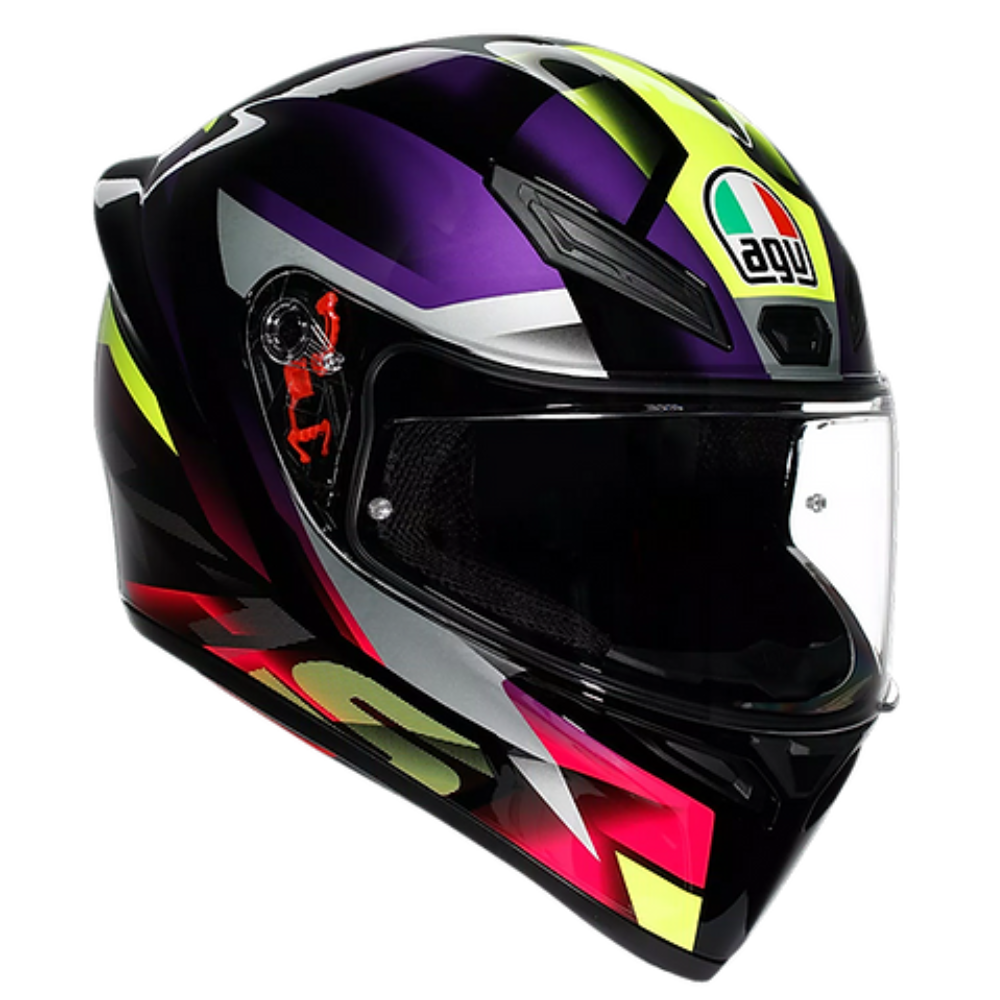 AGV K1 S Helmet FastLap side view in Black Purple Pink with Aero Spoiler | 6KIOM
