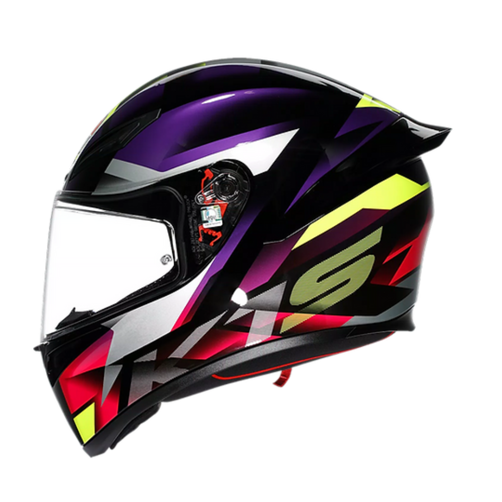 AGV K1 S Helmet FastLap side view in Black Purple Pink with Aero Spoiler | 6KIOM