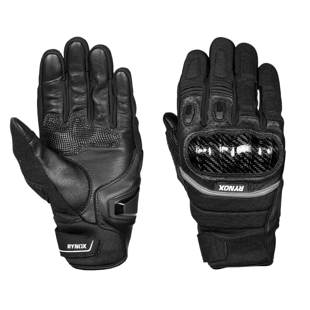 Rynox Striker GT All Black riding gloves with TPU palm slider and short-cuff design