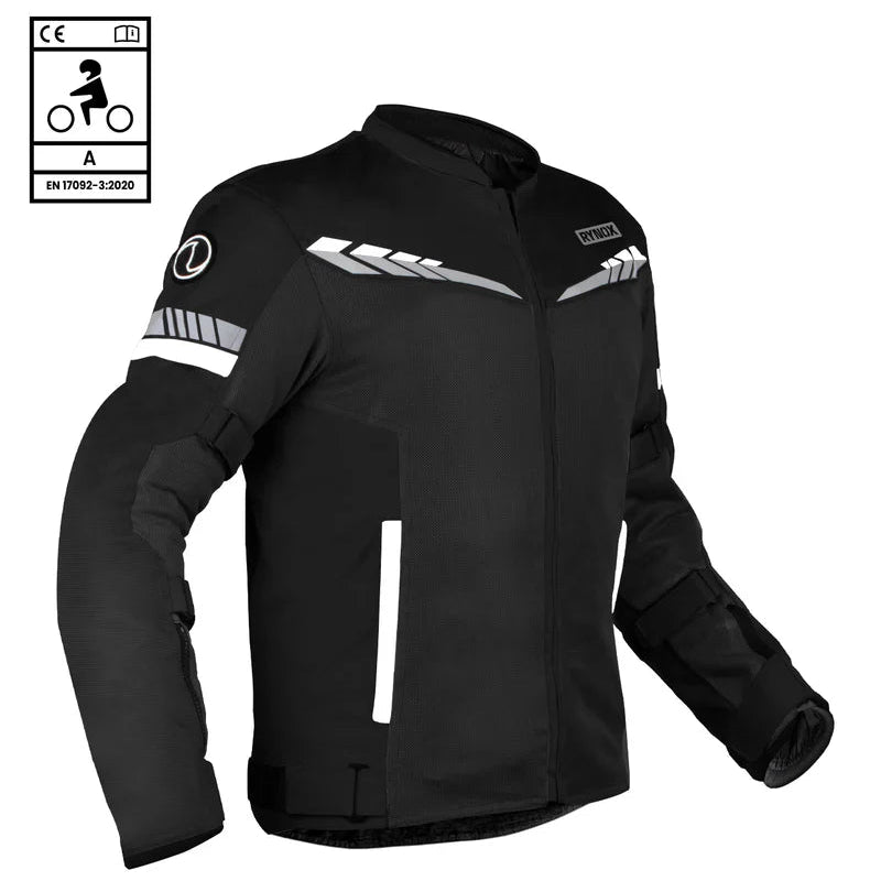 Black cycling jacket with reflective stripes on a white background - Black White