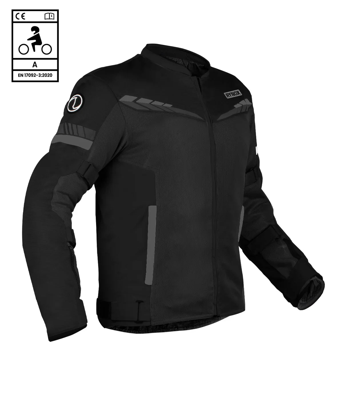 Black motorcycle jacket with gray accents on a white background - Black Grey
