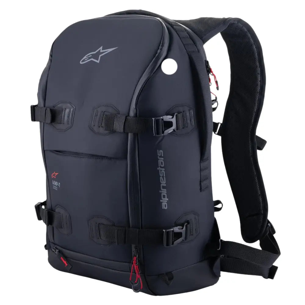 Alpinestars AMP-7 Backpack Black Black waterproof motorcycle riding backpack with laptop compartment