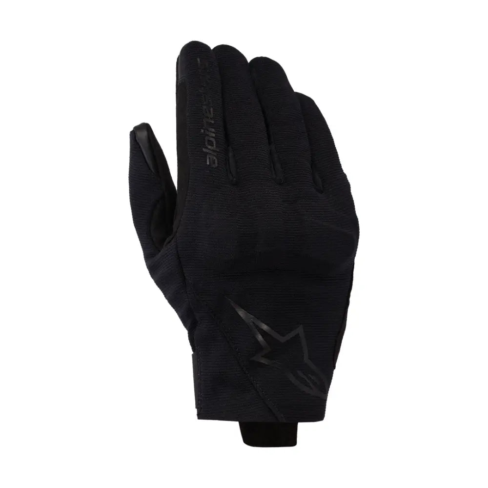Alpinestars Reef V2 Black Black motorcycle riding gloves with breathable mesh and knuckle protection