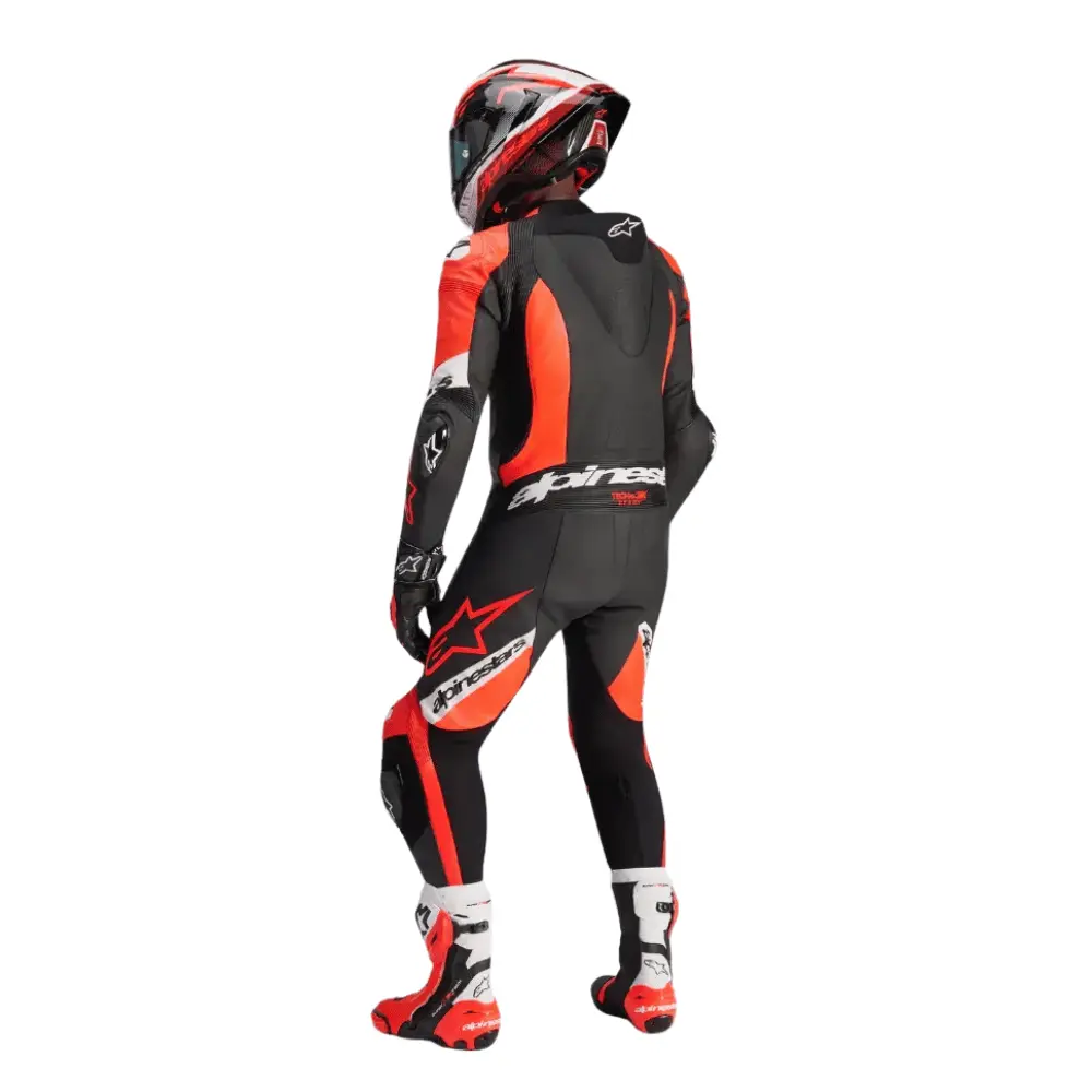 Alpinestars Missile V2 Ward professional racing leather suit Black Red Fluo