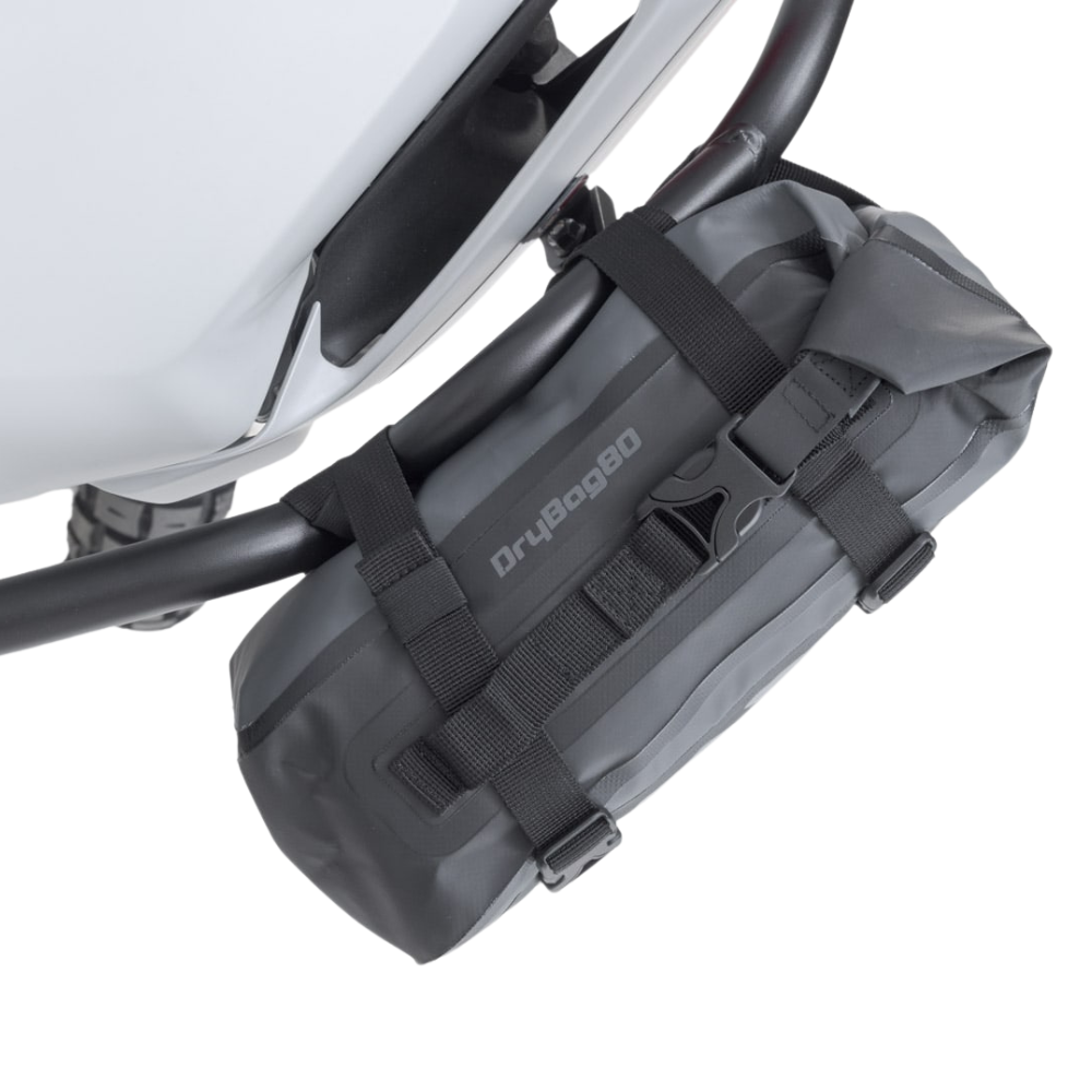 SW-MOTECH Drybag 80 black motorcycle luggage bag with flexible, compressible construction at 6KIOM (6K).