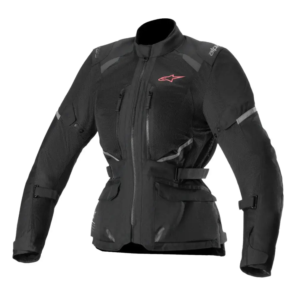 Alpinestars Stella Andes Air Drystar black women's motorcycle jacket front view at 6KIOM (6K)
