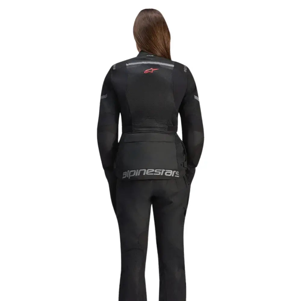 Black Alpinestars Stella Andes Air Drystar motorcycle jacket with adjustable fit at 6KIOM (6K)
