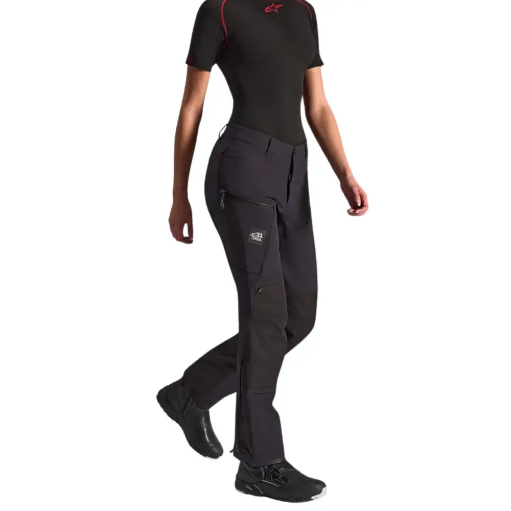 Alpinestars Stella Explore AST black adventure pants with cargo pockets at 6KIOM (6K)