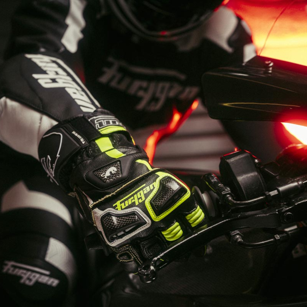 Furygan STYG 20 X Kevlar Racing Gloves in black yellow – durable race-focused gloves available at 6KIOM.