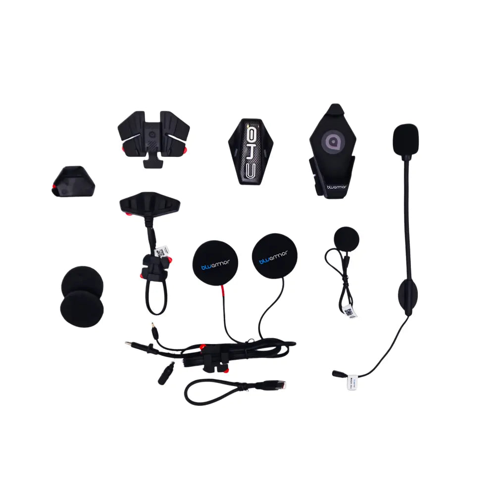 BluArmor C40 motorcycle communication system with three-button glove-friendly control module.