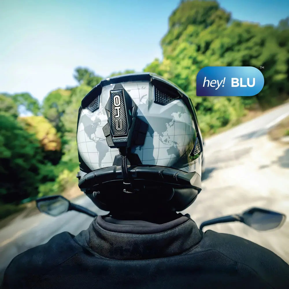 BluArmor C40 helmet intercom featuring RIDEGRID 2.0 Advanced Mesh connectivity for group rides.