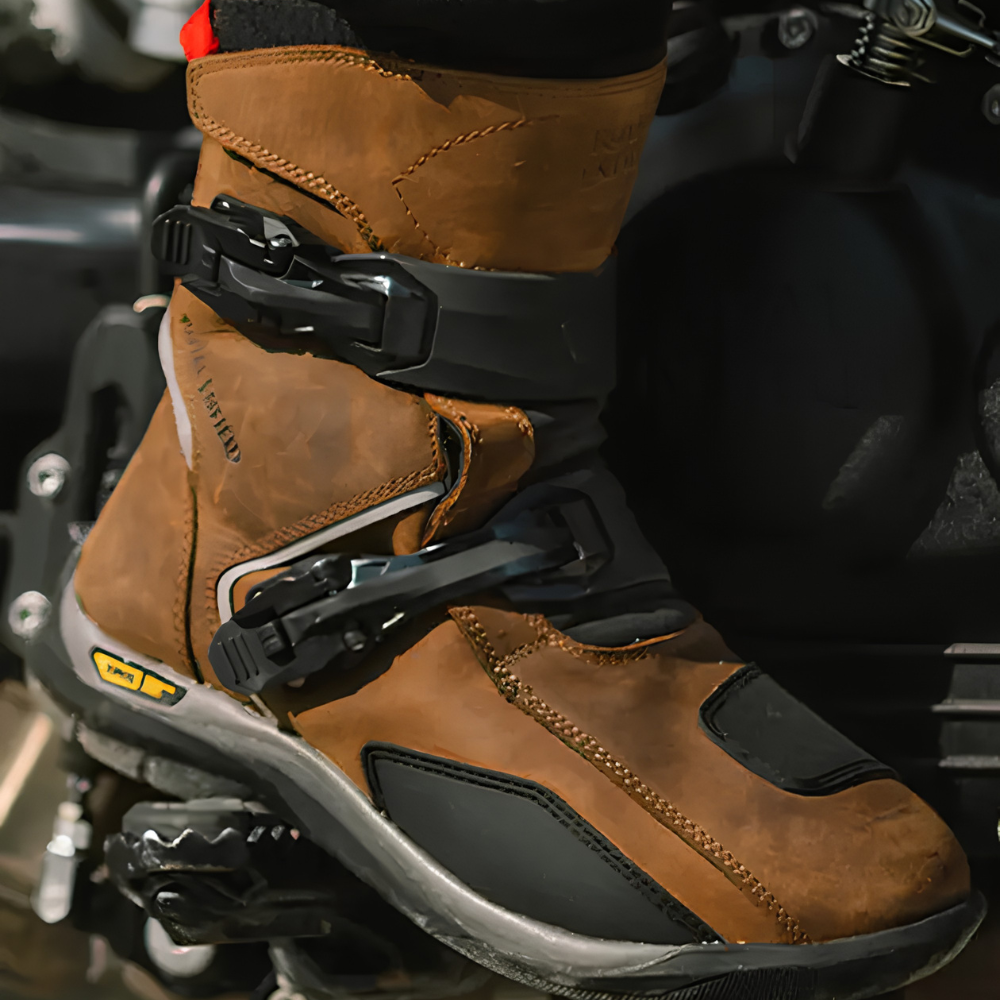 Royal Enfield Wanderer cruising and adventure motorcycle boots