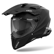 Black Airoh helmet with visor on a white background