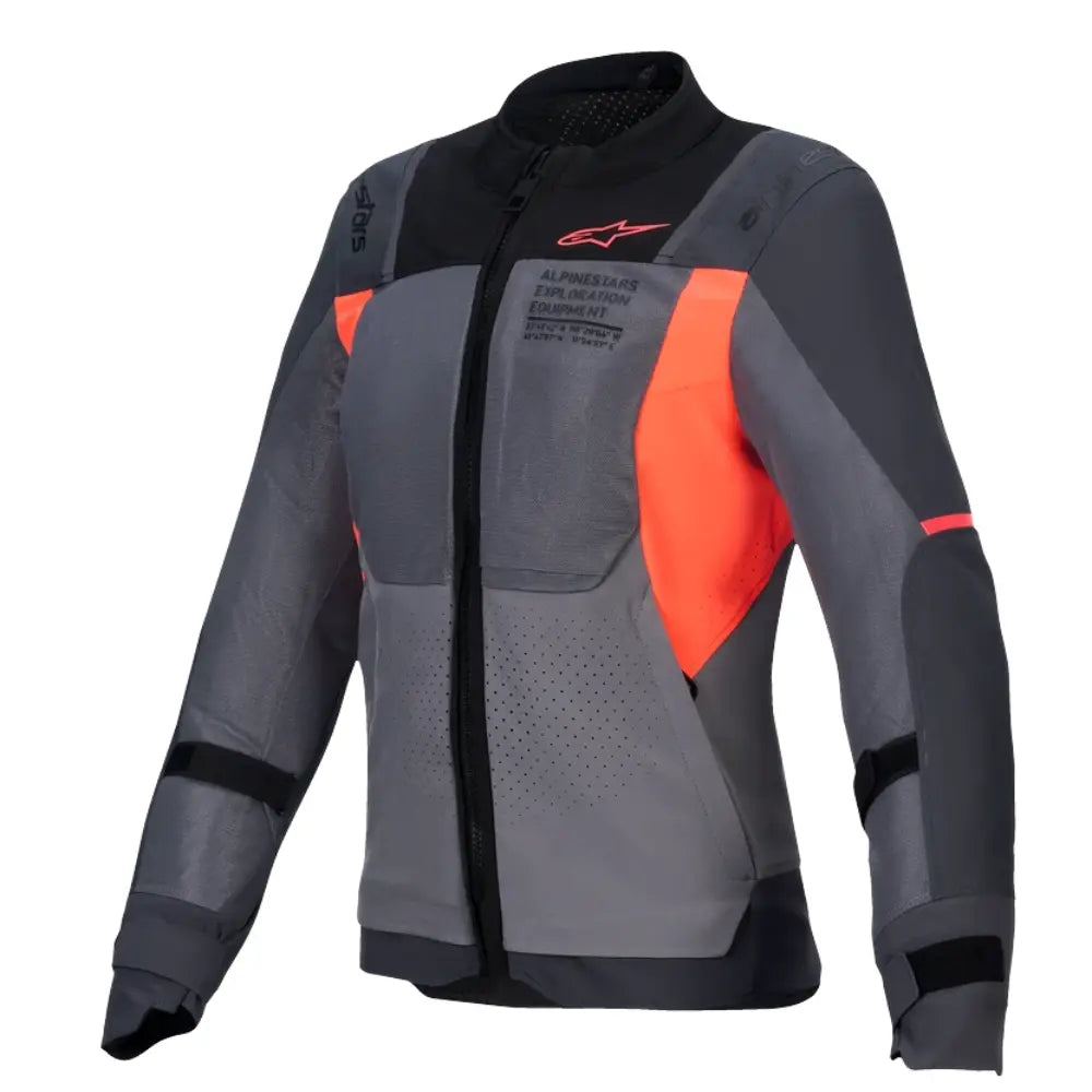Alpinestars Stella ST-2 Air women's adventure touring jacket in deep gray, dark gray and fluo coral at 6KIOM (6K)