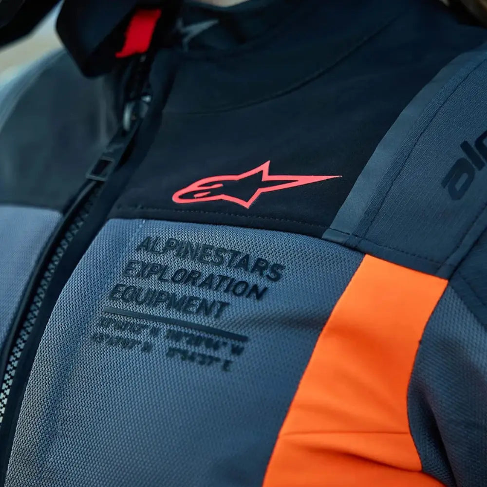 Alpinestars Stella ST-2 Air deep gray, dark gray and fluo coral riding jacket detailing at 6KIOM (6K)