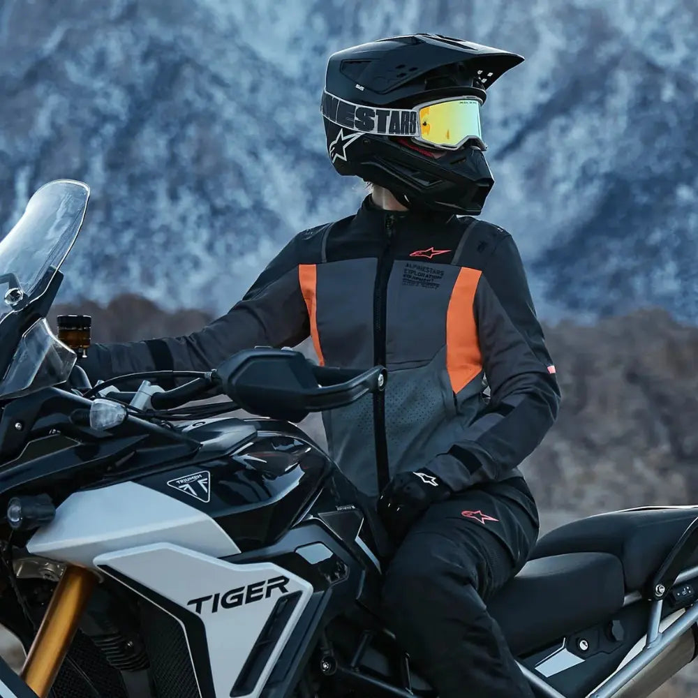 Alpinestars Stella ST-2 Air deep gray and coral motorcycle jacket with elbow protection at 6KIOM (6K)