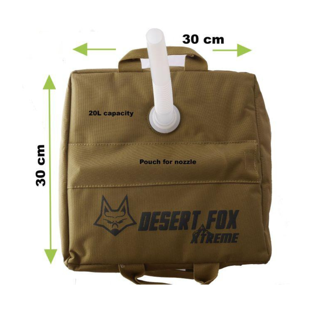 Desert Fox Xtreme 20L fuel cell collapsed to under half its size for compact storage at 6kiom (6k)