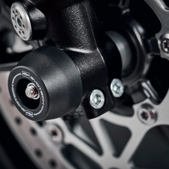 Evotech Front Spindle Bobbins for Triumph Street Triple 765 RS 2023 front axle protection