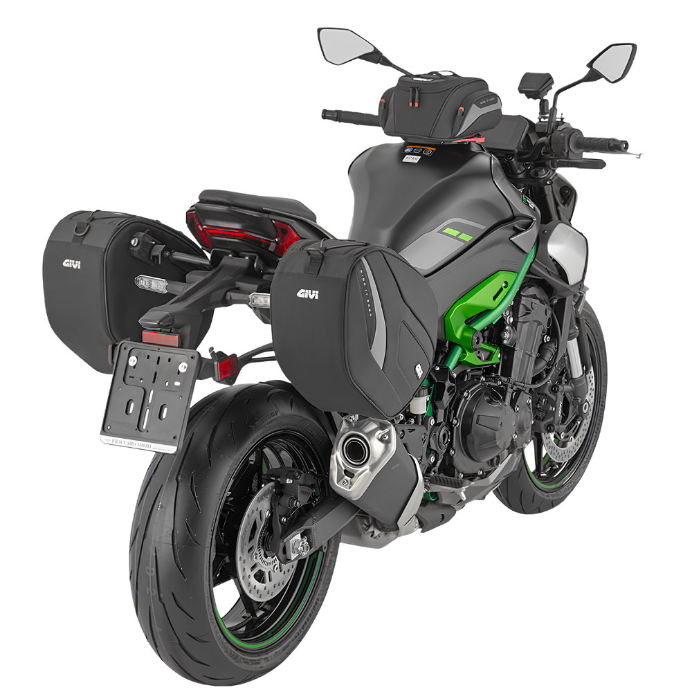 Givi STL4137 Stealth holders made of technopolymer with anodised aluminium insert including side panniers, a top box, and a windshield bag,