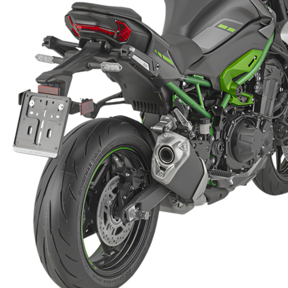Givi Stealth saddle stay fitted to a Kawasaki Z900 for soft side bags