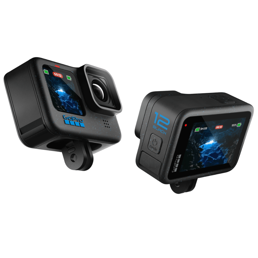 GoPro HERO12 Black action camera with rugged waterproof design