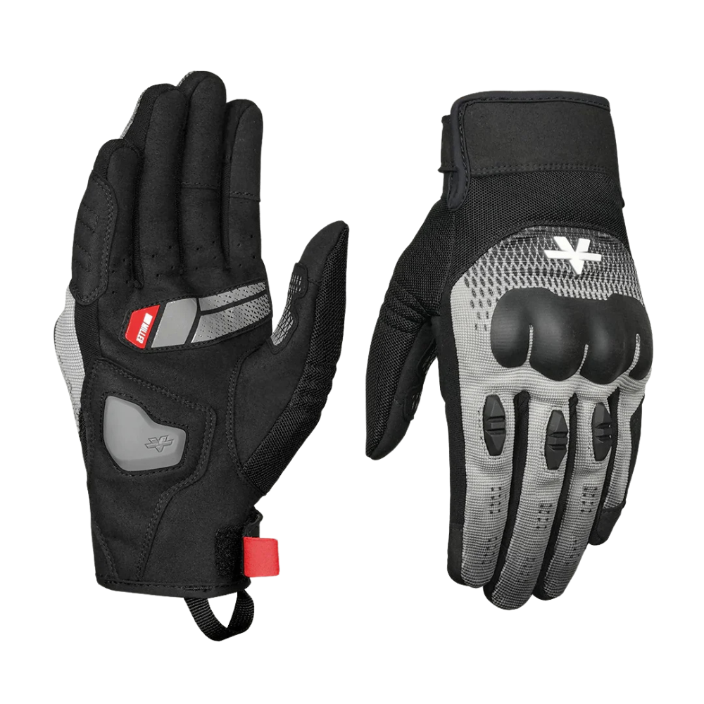 Viaterra Miller grey urban motorcycle riding gloves front view