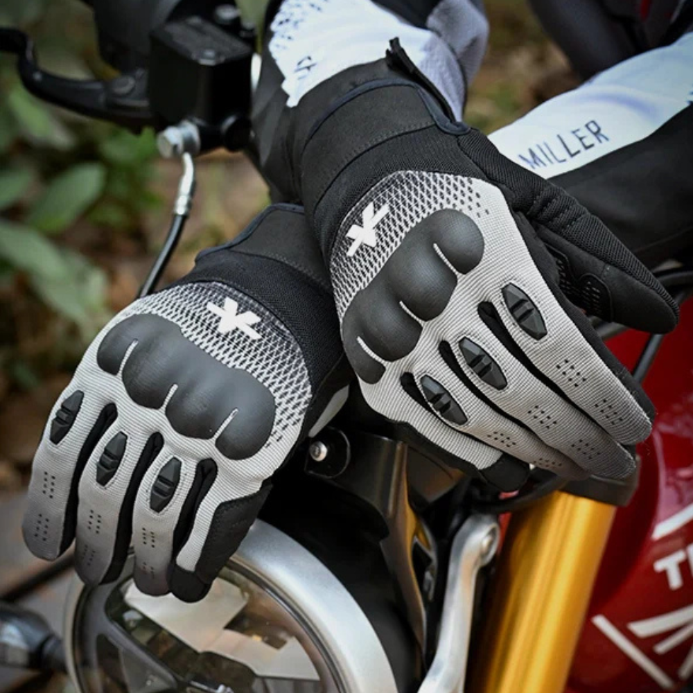 Viaterra Miller grey motorcycle glove palm protection detail