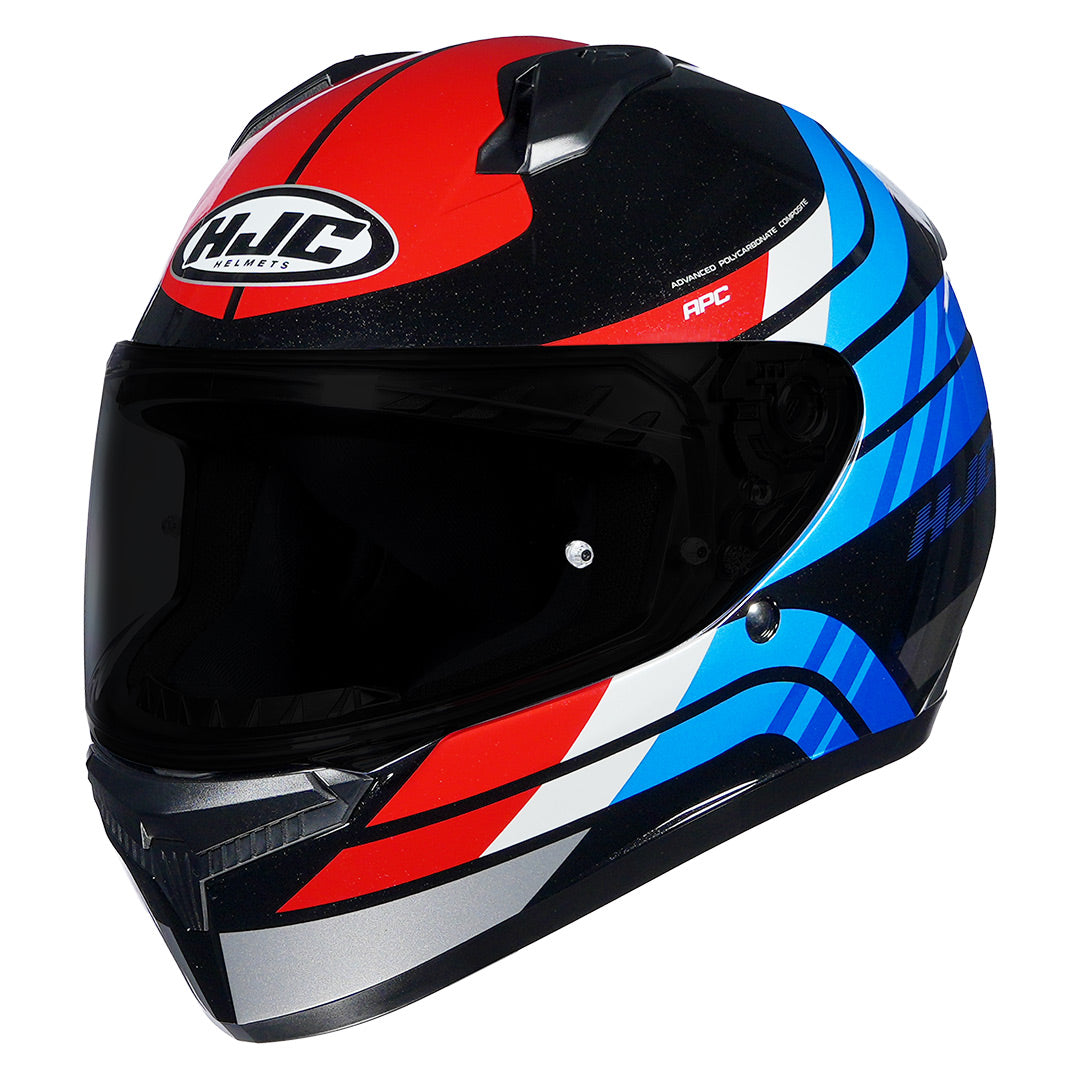 HJC C10 Hiper black red blue helmet with sporty full face design