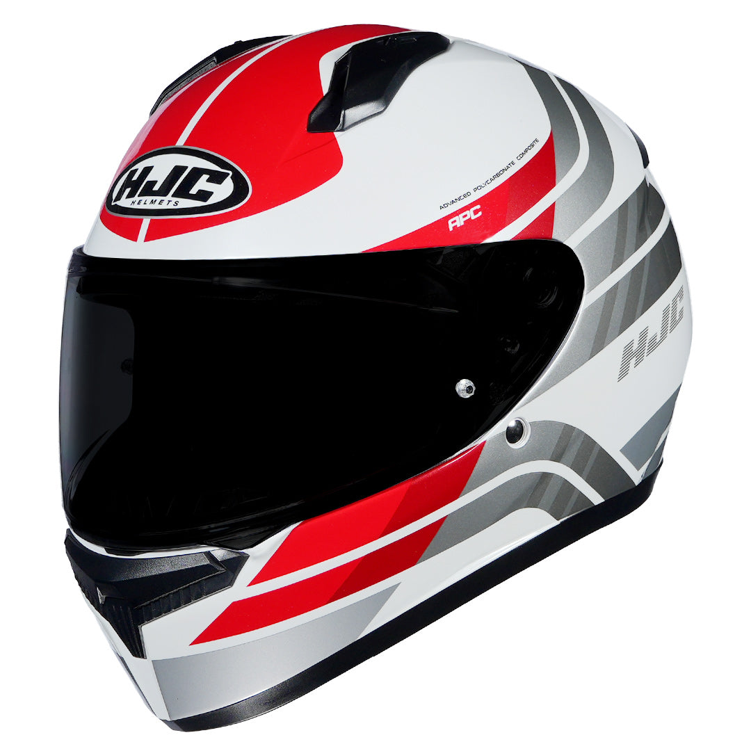HJC C10 Hiper white red helmet with aerodynamic full face design