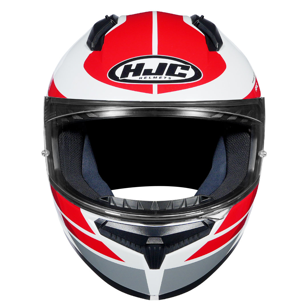 HJC C10 Hiper motorcycle helmet white red with clear visor