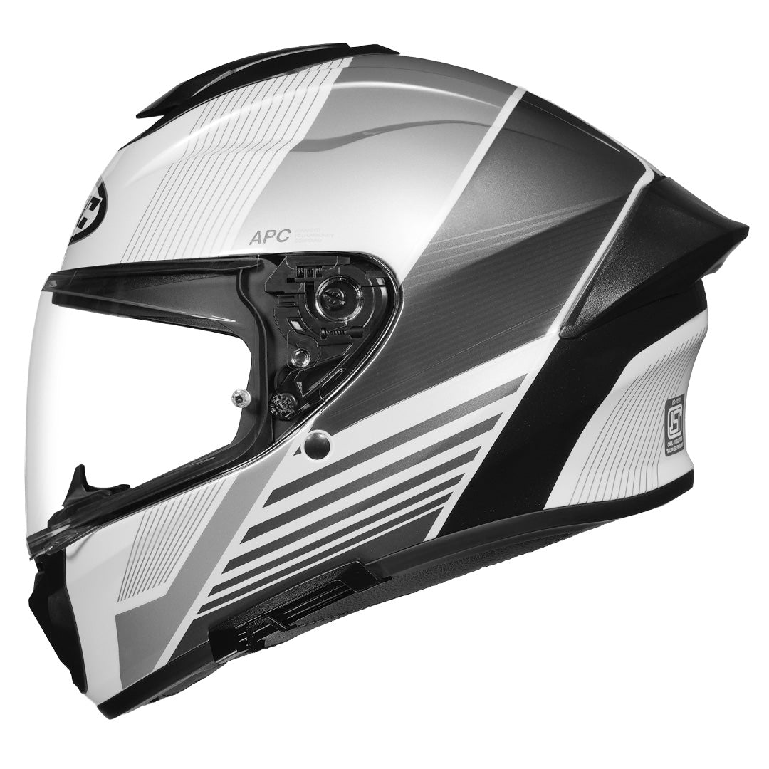 HJC C71 Morix full face helmet in white and grey with aerodynamic shell