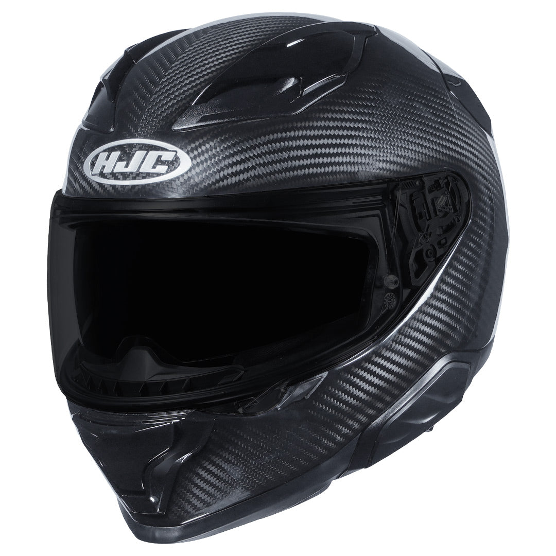 Black HJC F71 Carbon Solid motorcycle helmet front view