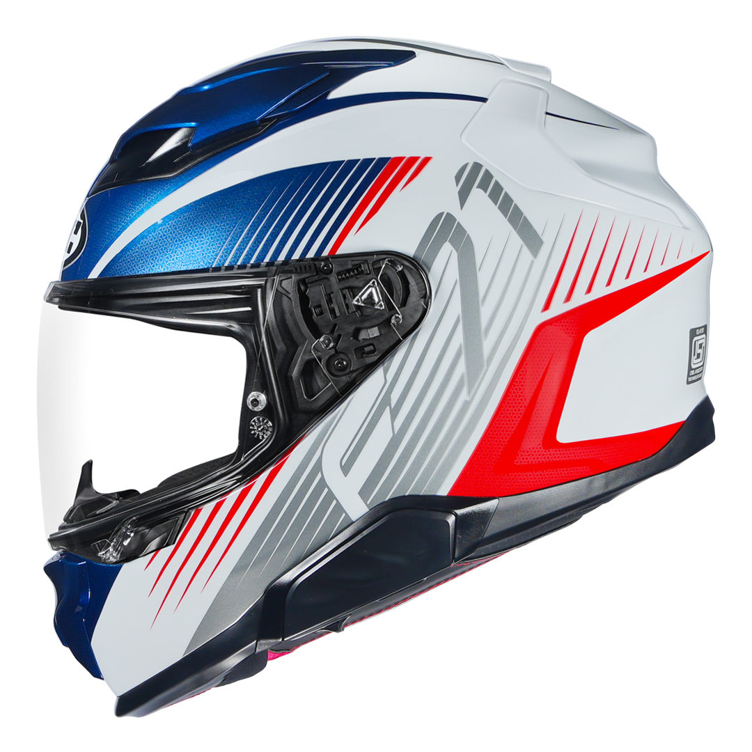 HJC F71 (F7X) CATOS full face motorcycle helmet in white, blue and red color design