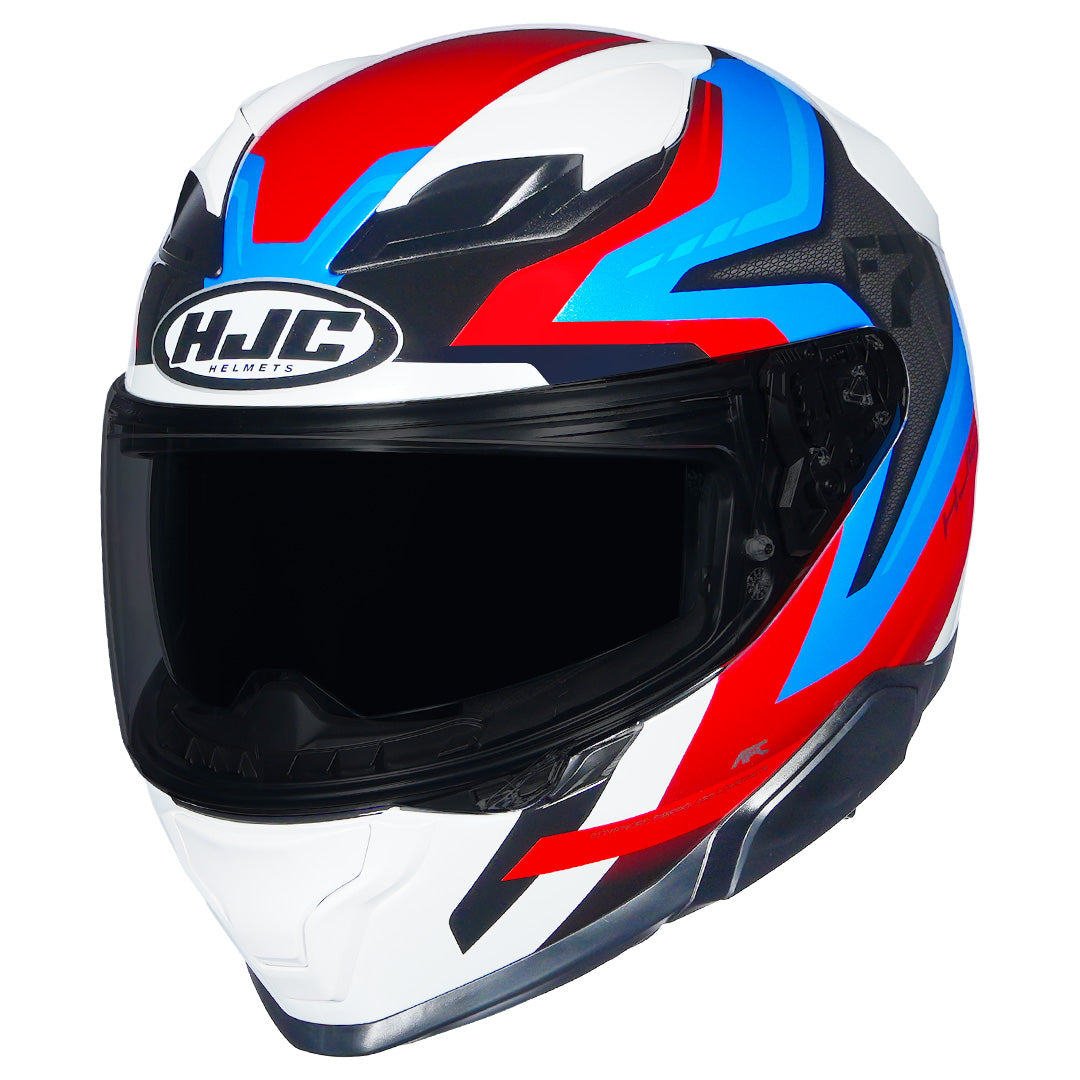 HJC F71 F7X FES full face helmet with sporty design in white blue red