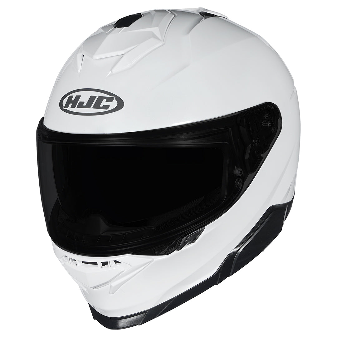 HJC I71 Pearl White helmet with aerodynamic shell and visor