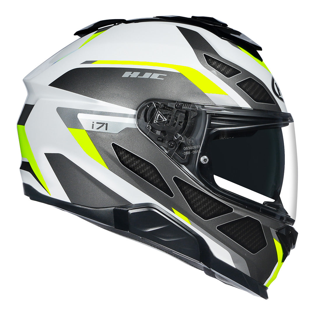 HJCI71 Zest full-face helmet with fluorescent green highlights