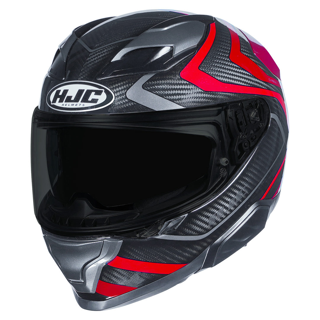 Front view of HJC F71 Carbon Nevio MC1 lightweight full face helmet