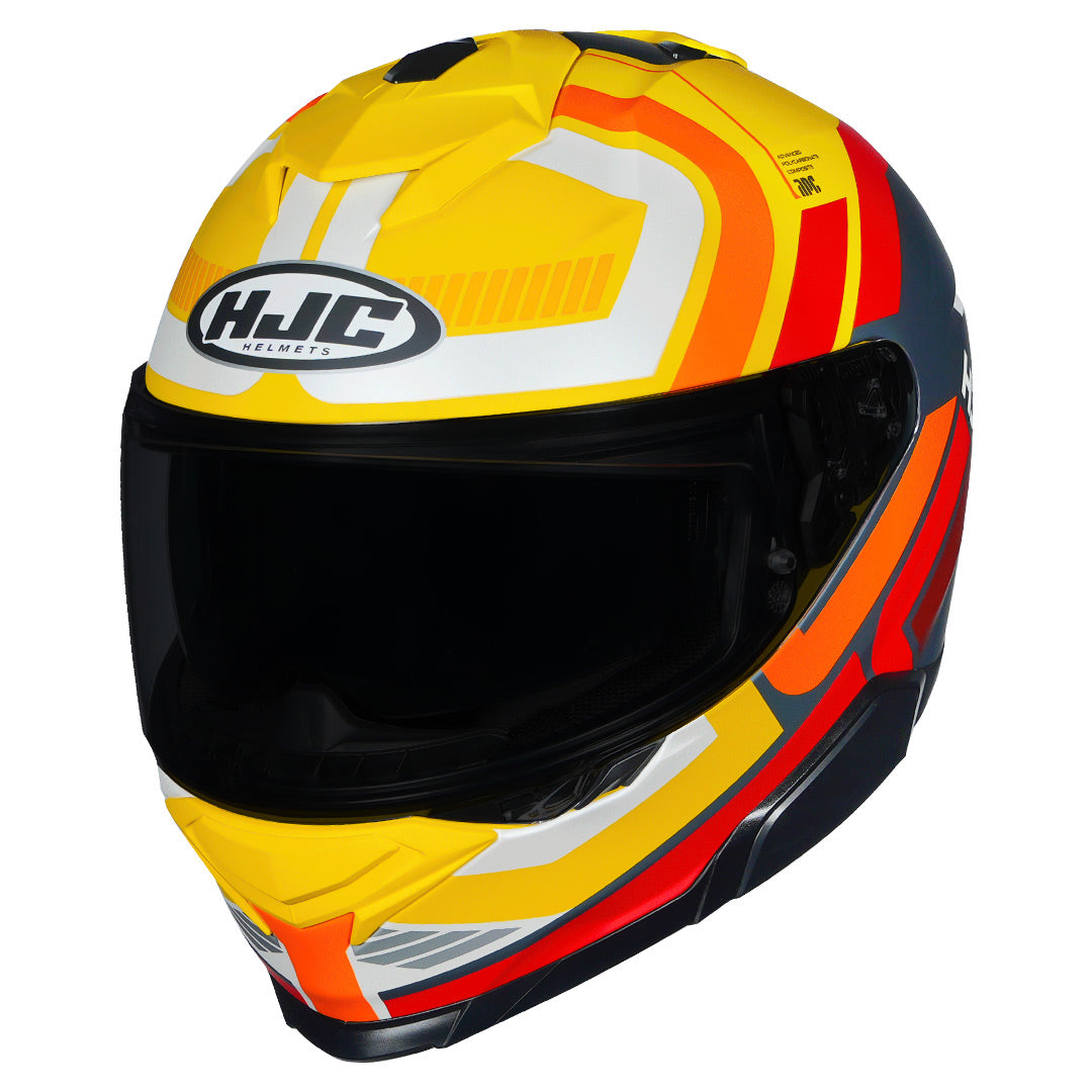 HJC I71 full face helmet in yellow and red for street riding