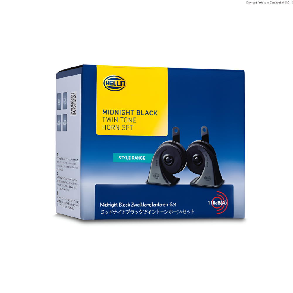 Hella Midnight Black Twin Tone Horn Set
