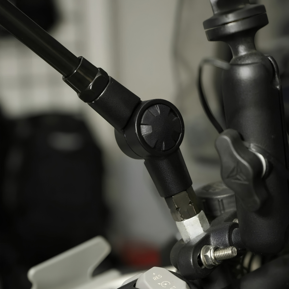 Close-up of the 6-axis folding knob on Kolga Bros ADV Mirrors
