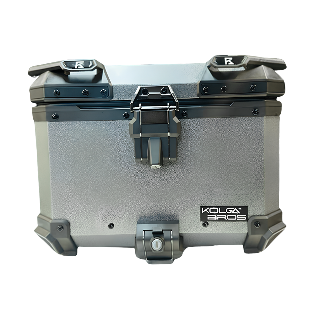 Kolga Bros 45L Silver Beast Moto Trunk with Terra Lock for motorcycle storage at 6KIOM (6K)