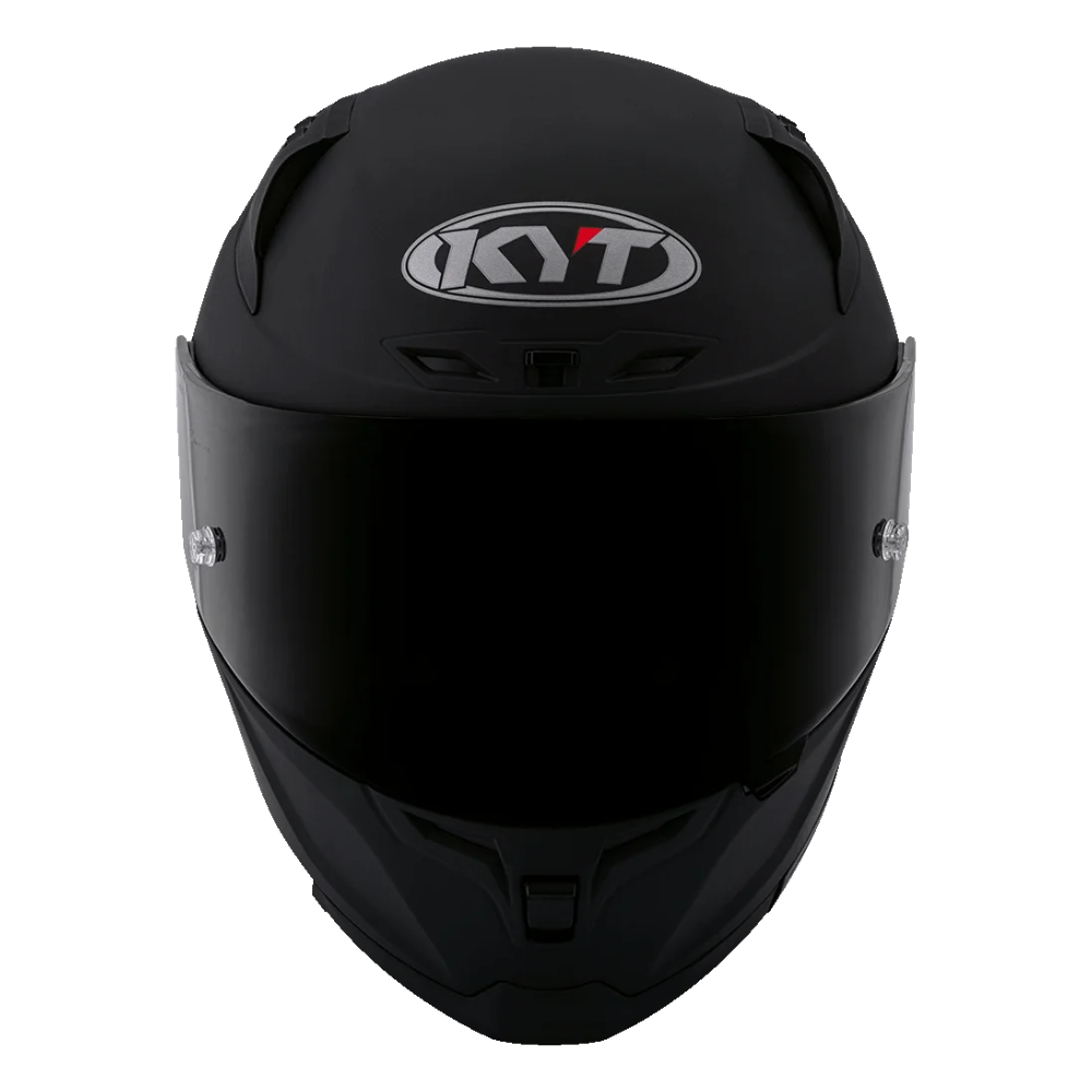 KYT Striker SV Plain Helmet Front View with Dark Visor and Chin Vent in Matt Black | 6KIOM