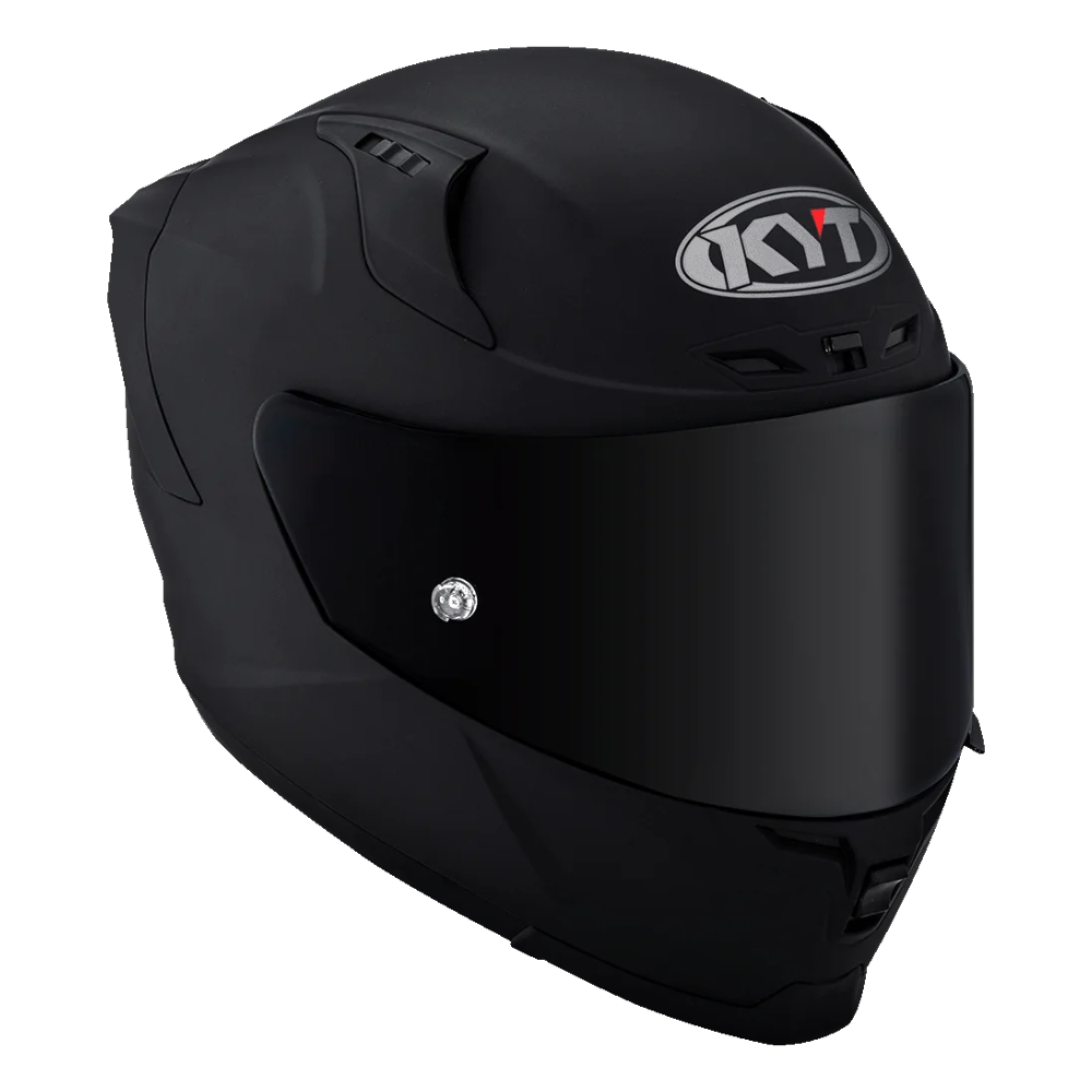 KYT Striker SV Plain Full Face Helmet Front Three Quarter View with KYT Logo in Matt Black | 6KIOM